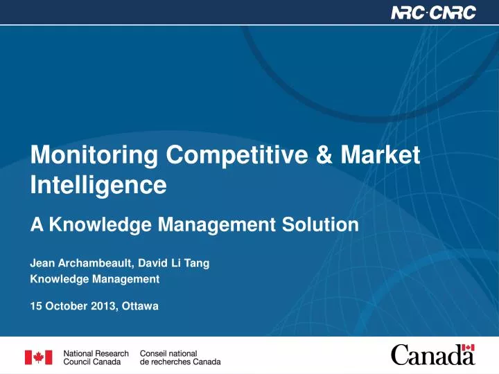 PPT - Monitoring Competitive & Market Intelligence A Knowledge ...