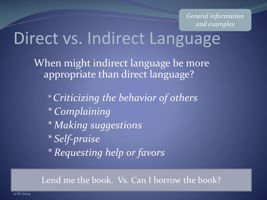 More appropriate. Direct and indirect language. Direct language. Assenting language example.