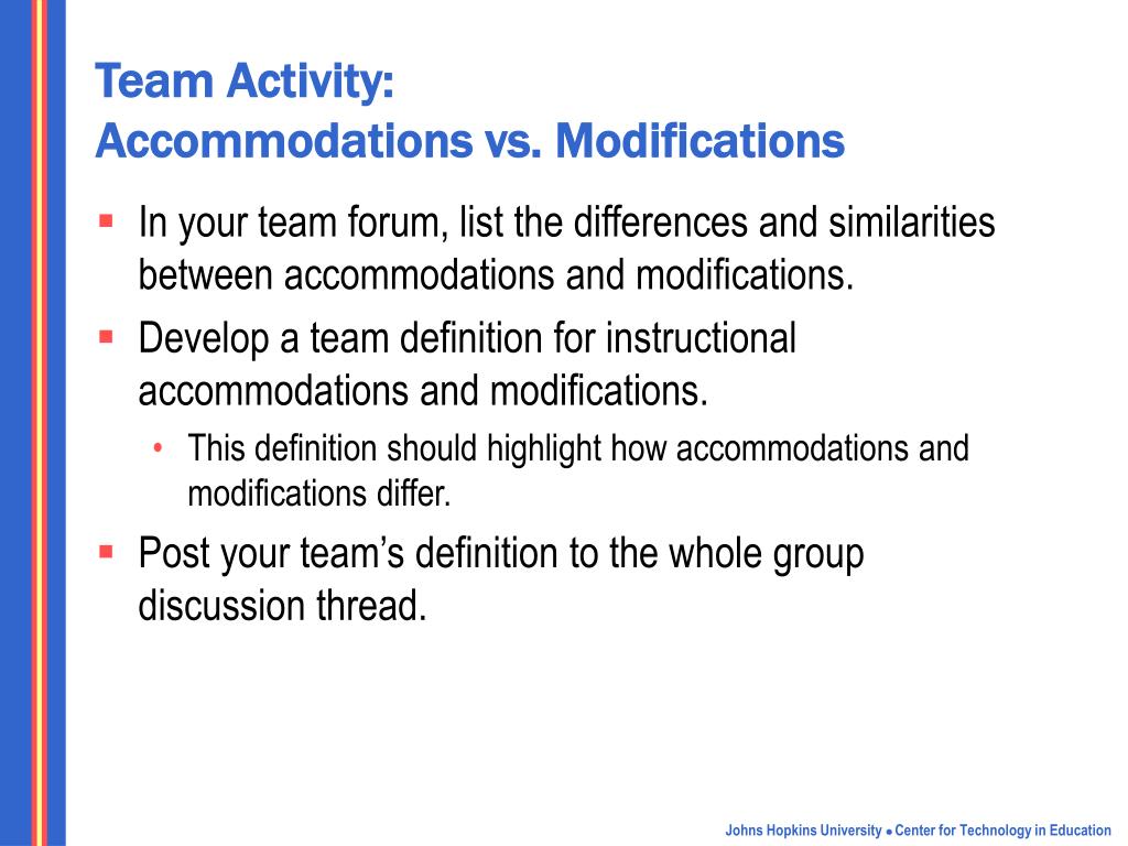 accommodations and modifications accommodations and modifications