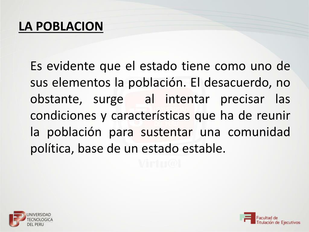 PPT TEORIA DEL ESTADO Elementos del Estado Poblacion