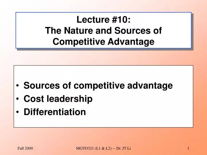 PPT Lecture 10 The Nature and Sources of Competitive Advantage PowerPoint Presentation ID
