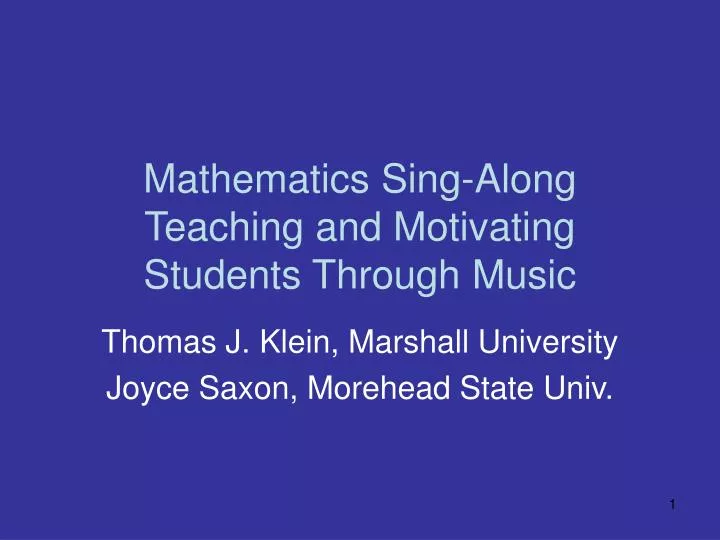 mathematics sing along teaching and motivating students through music n.