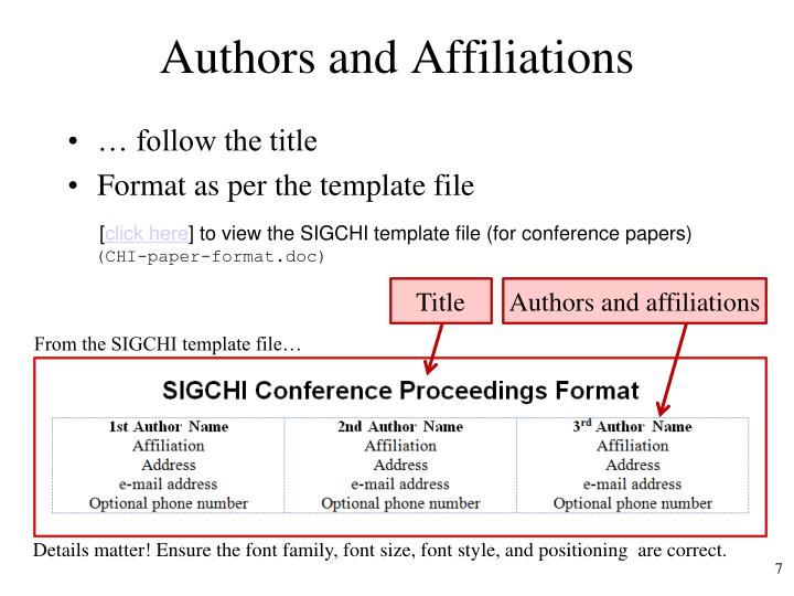 author affiliation in research paper example