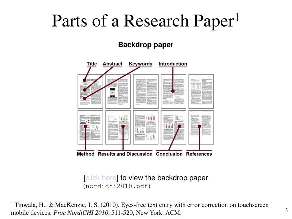 parts of research paper and their definition
