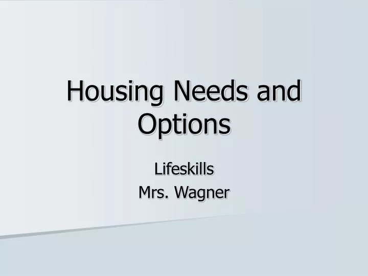 housing needs and options n.