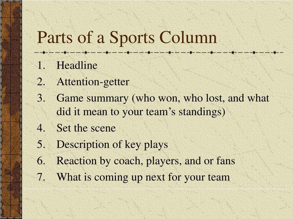 PPT Sports Column PowerPoint Presentation, free download ID6249658