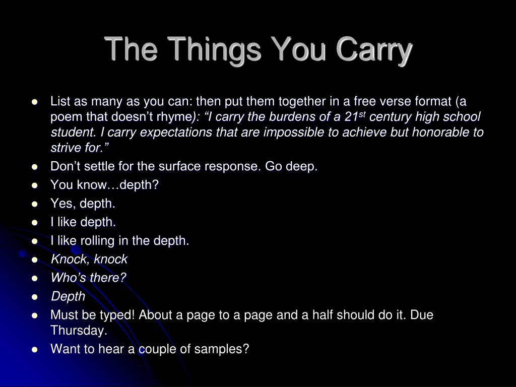 the things they carried what do you carry essay