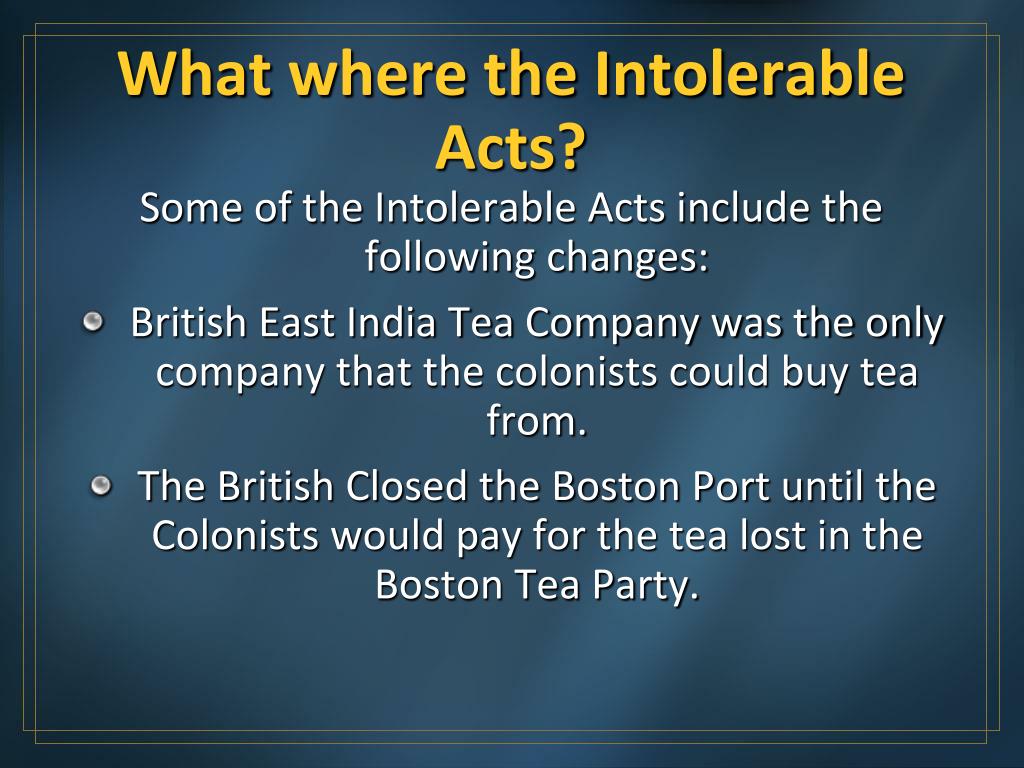 PPT - The Quartering Act/ Intolerable Acts PowerPoint Presentation