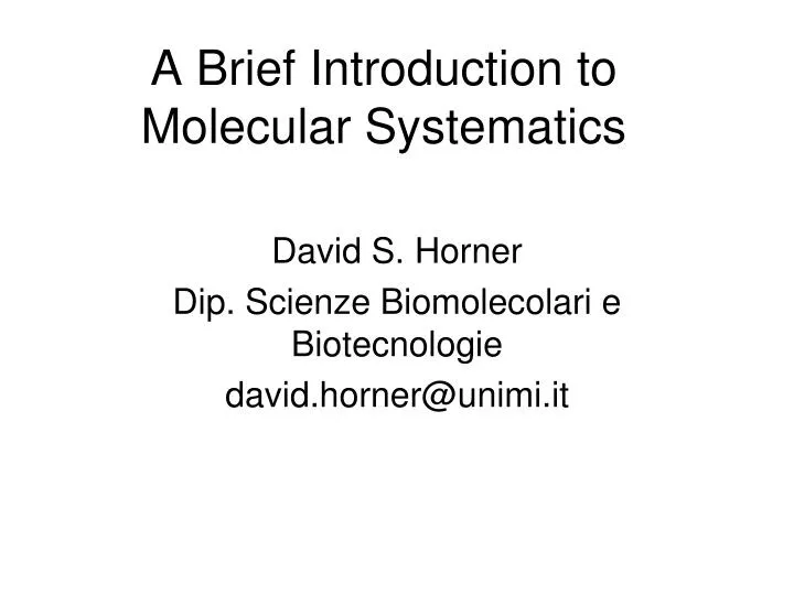 what is molecular systematics