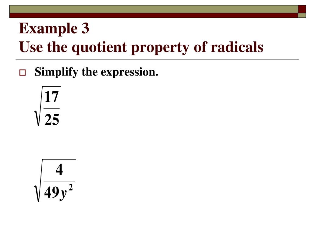 PPT Simplify Radical Expressions PowerPoint Presentation