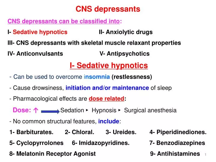 PPT CNS depressants CNS depressants can be classified into