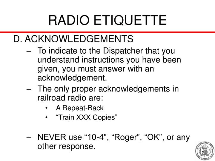 PPT Radio Etiquette Training March 2011 PowerPoint Presentation ID