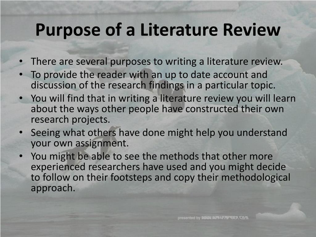 the purpose of the review of related literature is