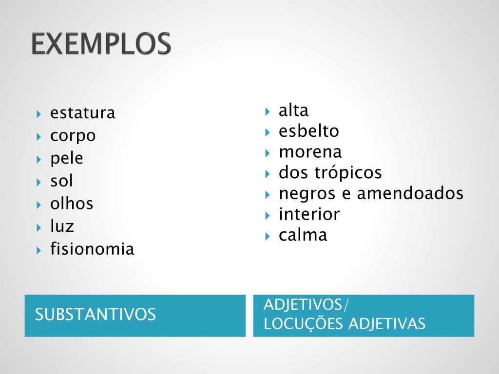 Adjetivos exemplos em frases