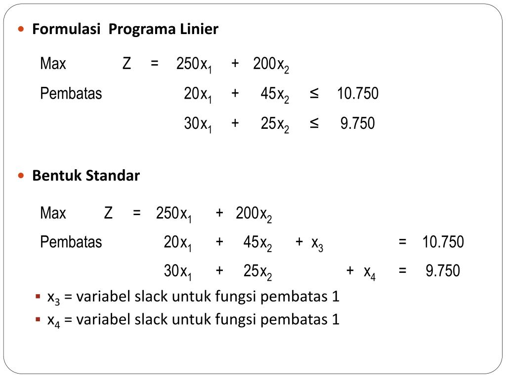 PPT - PROGRAMA LINEAR DENGAN METODE SIMPLEKS PowerPoint Presentation ...