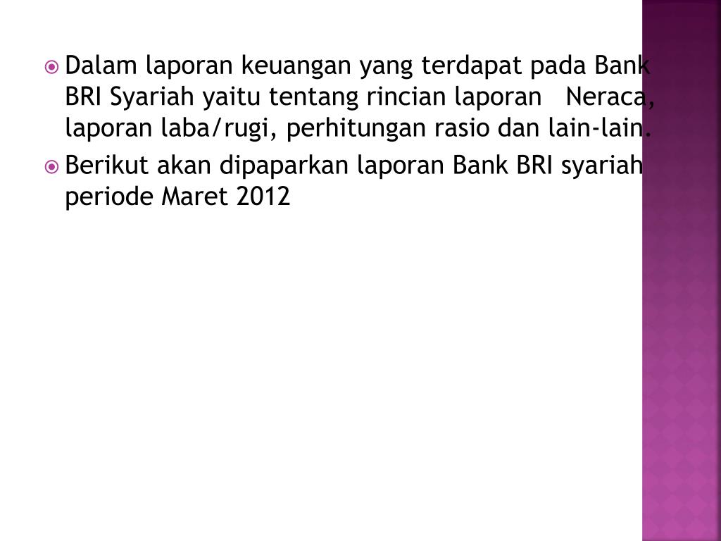 PPT - Analisa Laporan Keuangan Bank BRI Syariah PowerPoint ...