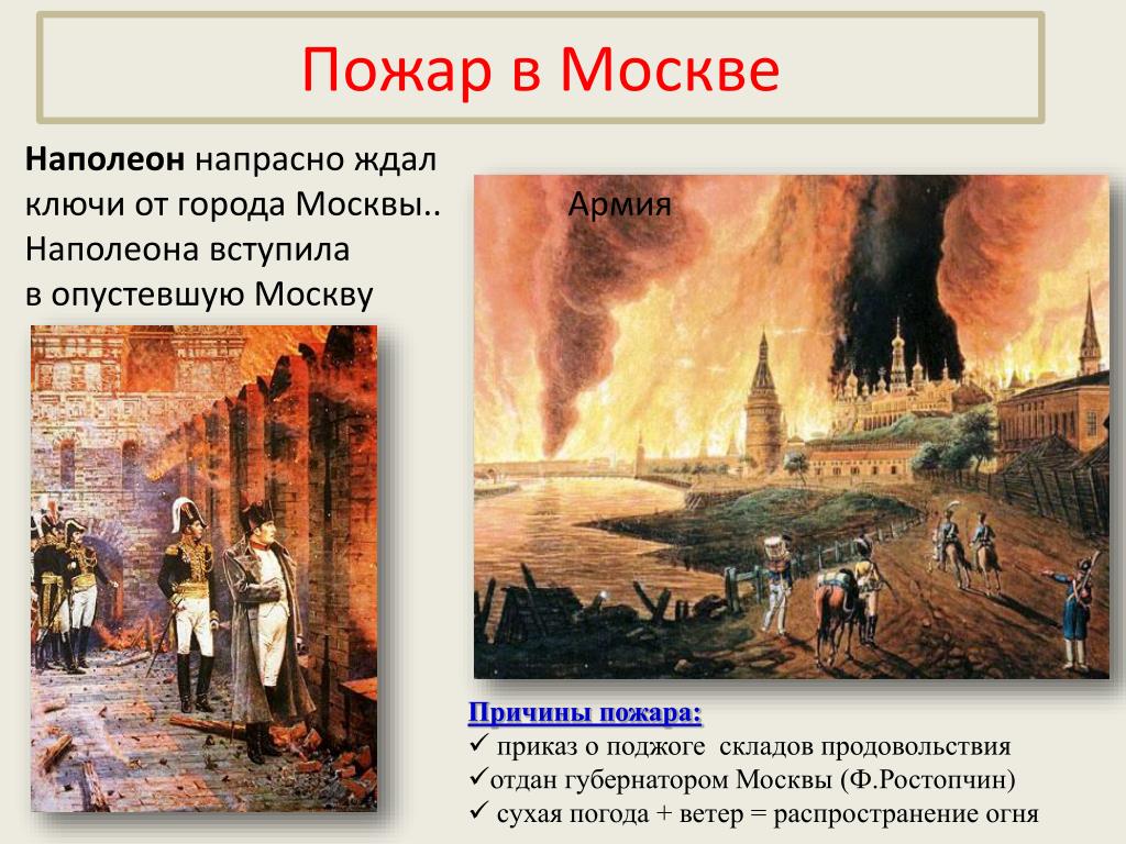 Почему было принято решение отдать москву. Наполеон пожар Москвы 1812. Пожар в Москве при Наполеоне 1812. Пожар Москвы 1812г.