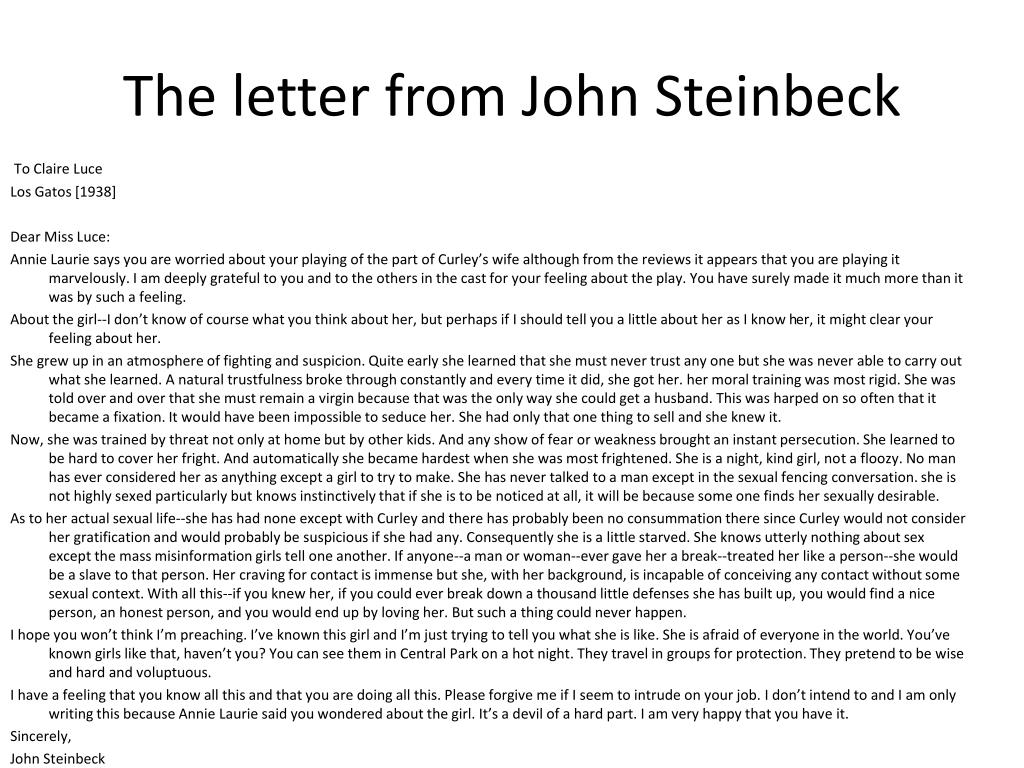 john steinbeck letter to claire luce
