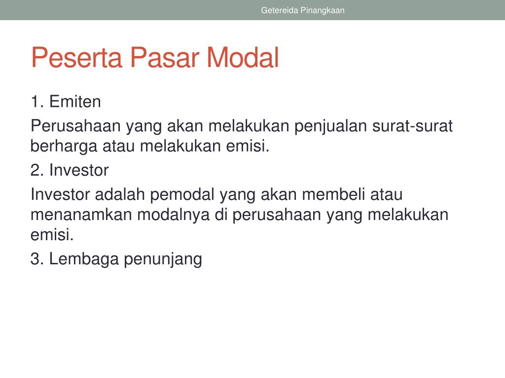 PPT - PENGENALAN PASAR UANG DAN PASAR MODAL PowerPoint Presentation ...