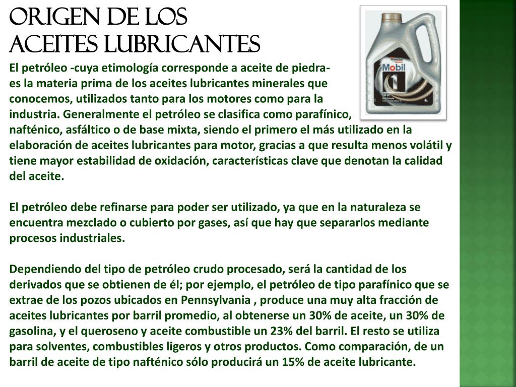 Origen de los lubricantes