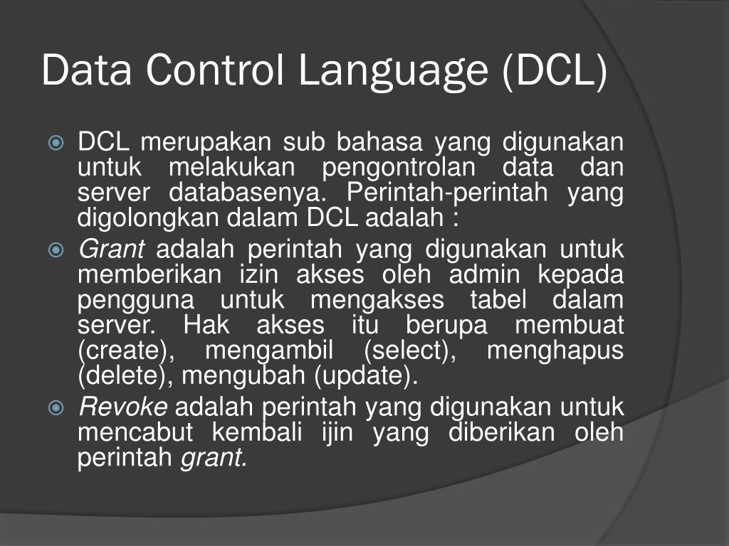 Data Control language (DCL). Язык DCL. Data Control language. Control дата