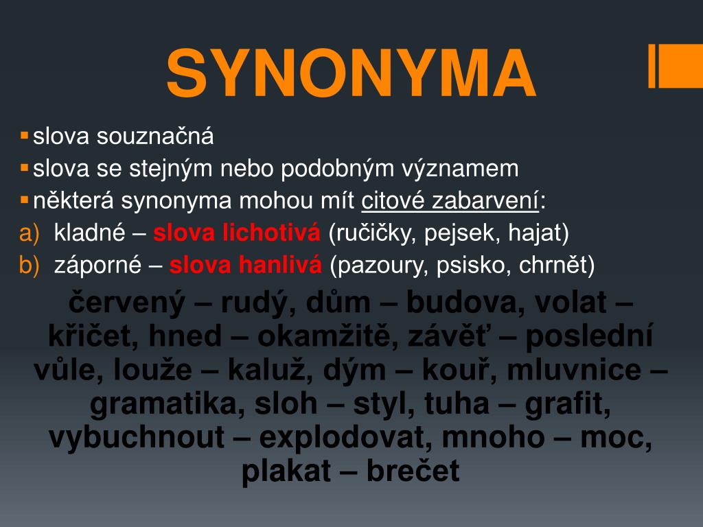 PPT - VÝZNAM SLOVA PowerPoint Presentation, free download - ID:6290515