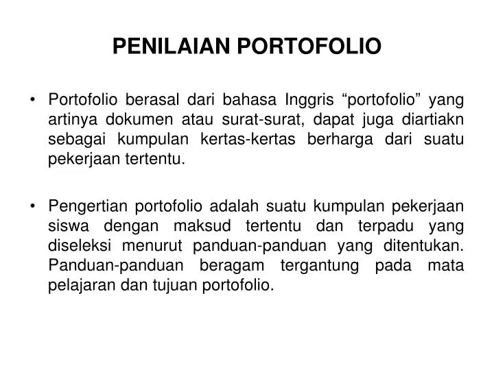 Ppt Penilaian Portofolio Powerpoint Presentation Free Download