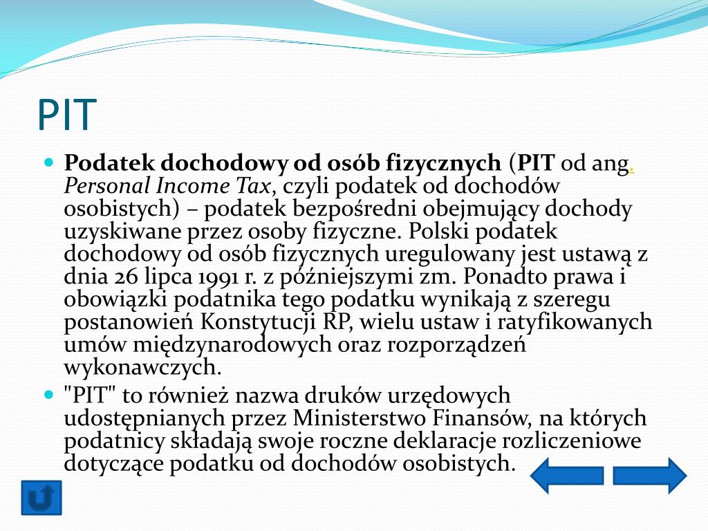 Podatek Pośredni Nakładany Na Niektóre Wyroby Konsumpcyjne PPT - Podatek Pośredni i Bezpośredni , PIT , CIT PowerPoint