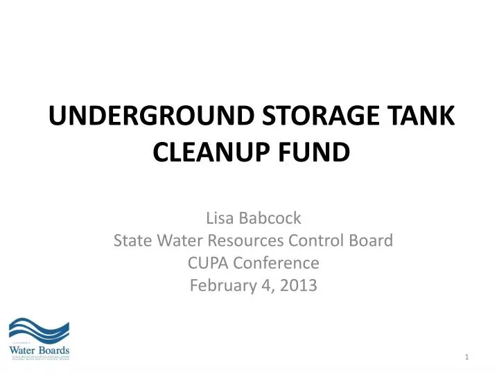 PPT Underground Storage Tank Cleanup Fund PowerPoint Presentation