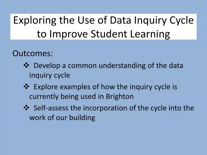 PPT Exploring the Use of Data Inquiry Cycle to Improve Student