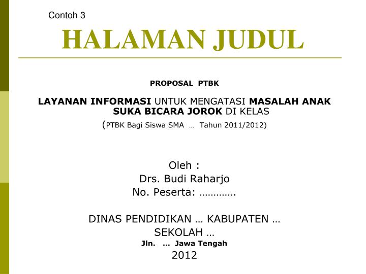 Contoh Halaman Judul Proposal - Aneka Macam Contoh