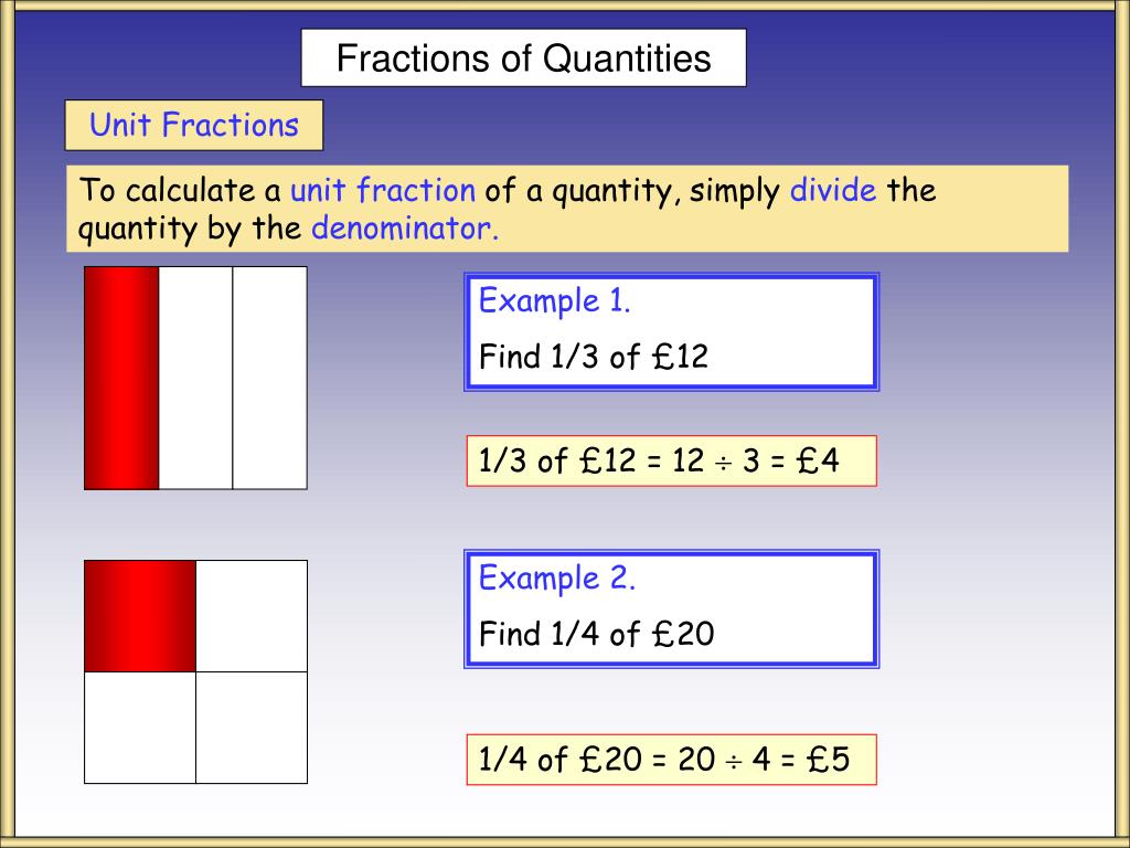 Ppt Fractions Of Quantities Powerpoint Presentation Free Download Id