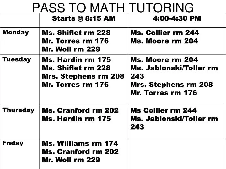 pass to math tutoring n.