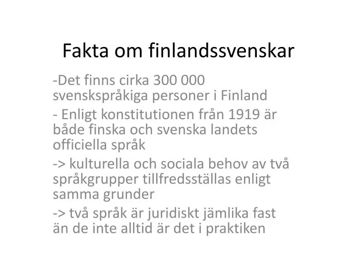 Finlandssvenskar fakta
