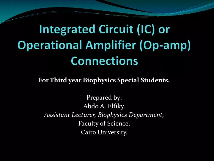 integrated circuit ic or operational amplifier op amp connections n.