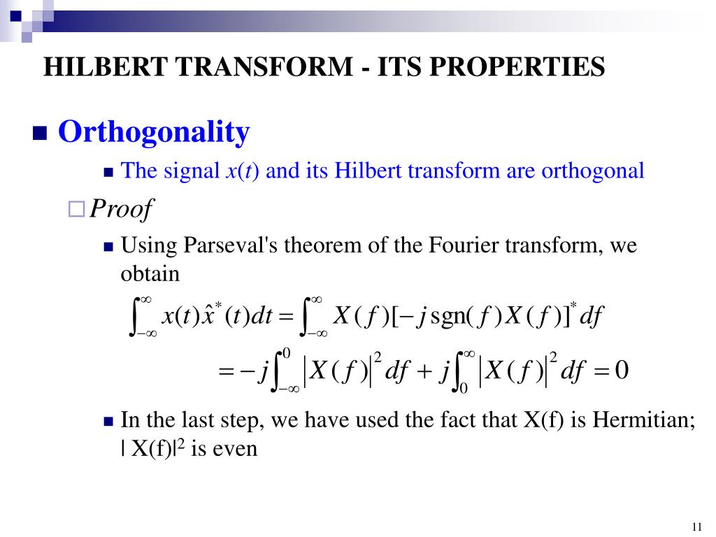 PPT HILBERT TRANSFORM PowerPoint Presentation, free download ID6301560