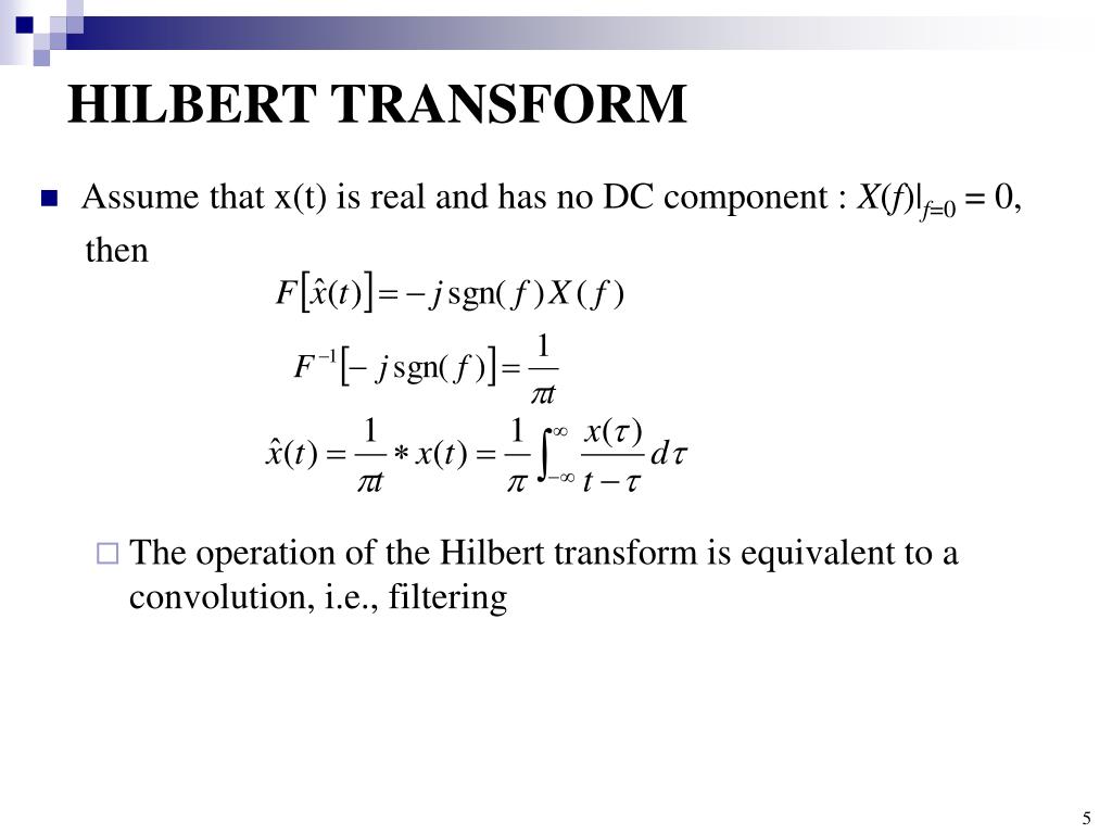 PPT HILBERT TRANSFORM PowerPoint Presentation, free download ID6301560