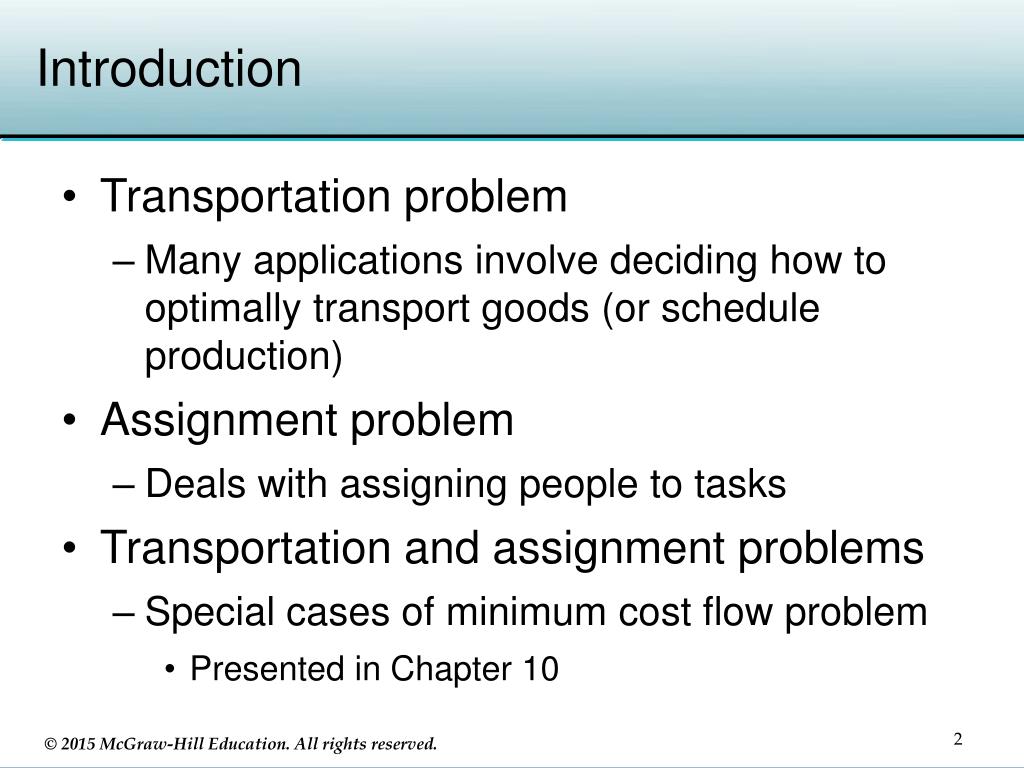 transportation problem and assignment problem