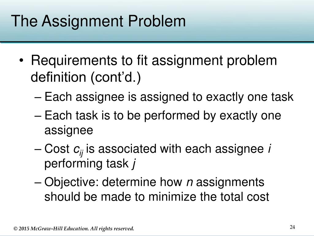 assignment problem is also known as