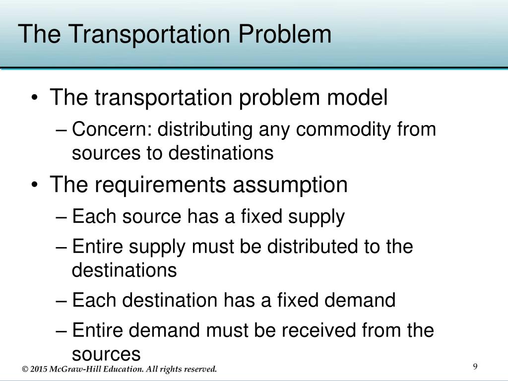 transportation assignment problem