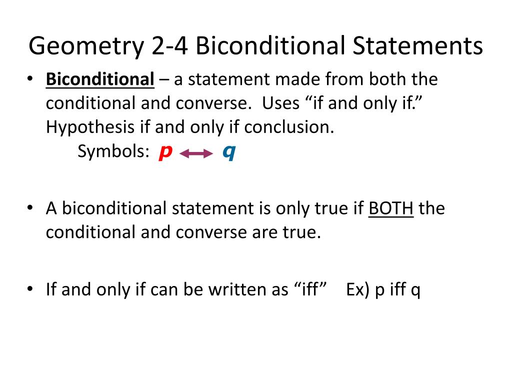 PPT - Geometry 6-6 Biconditional Statements PowerPoint