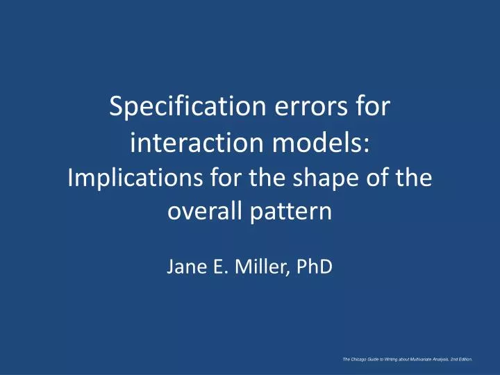 PPT Specification errors for interaction models Implications for the