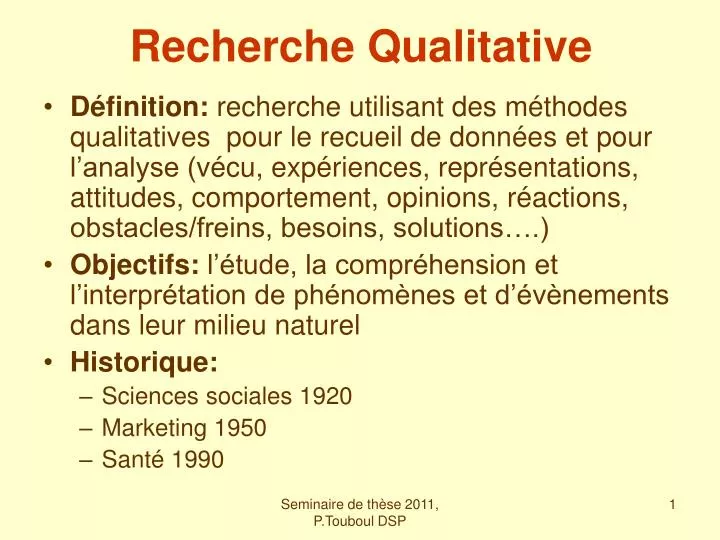 PPT  Recherche Qualitative PowerPoint Presentation, free download  ID