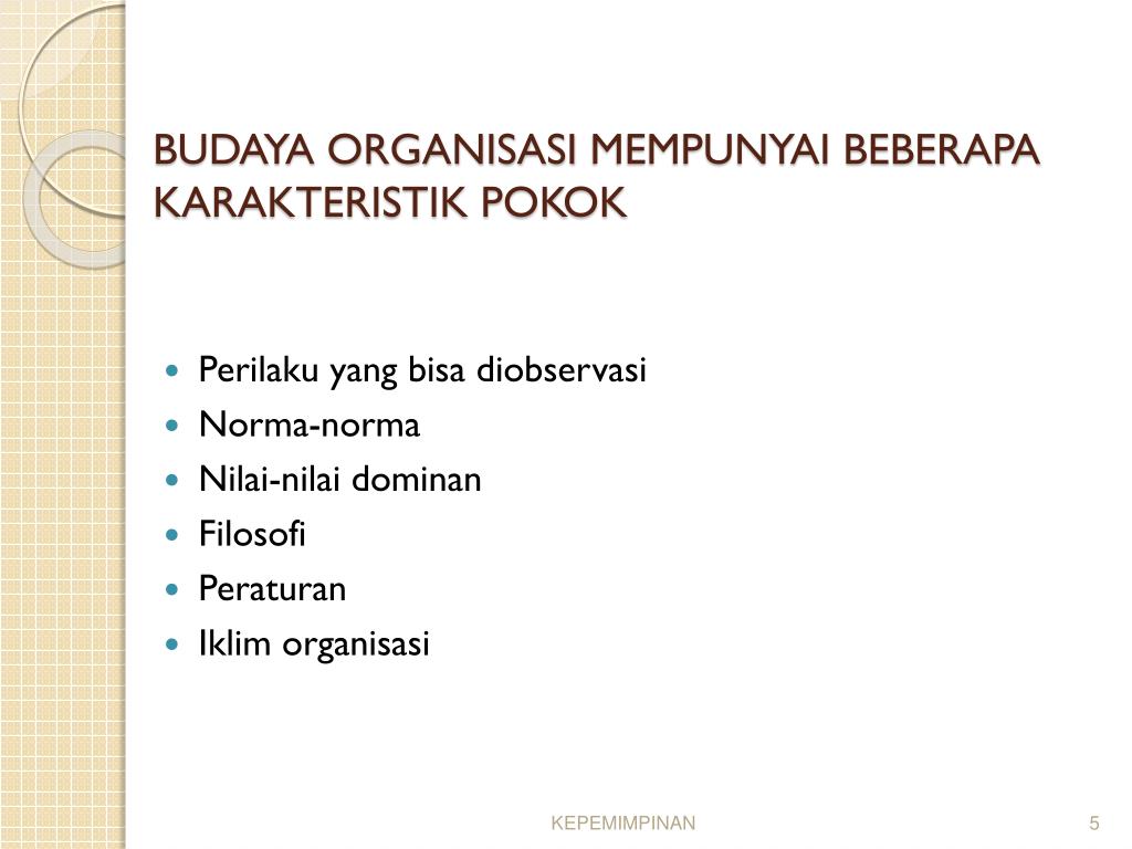 PPT - KEPEMIMPINAN DAN BUDAYA ORGANISASI PowerPoint