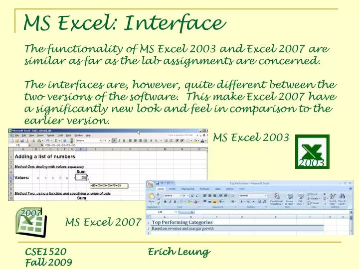 Ppt Ms Excel Interface Powerpoint Presentation Free Download Id