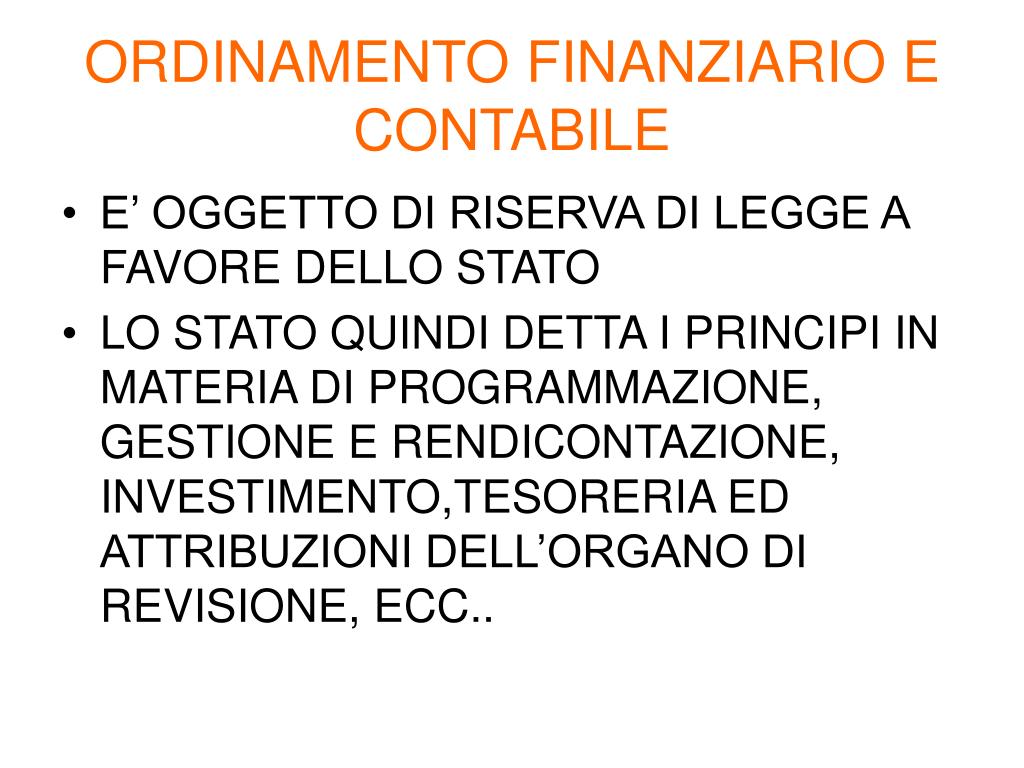 Ordinamento Finanziario E Contabile Degli Enti Locali PPT - ORDINAMENTO FINANZIARIO EE.LL. PowerPoint Presentation, free