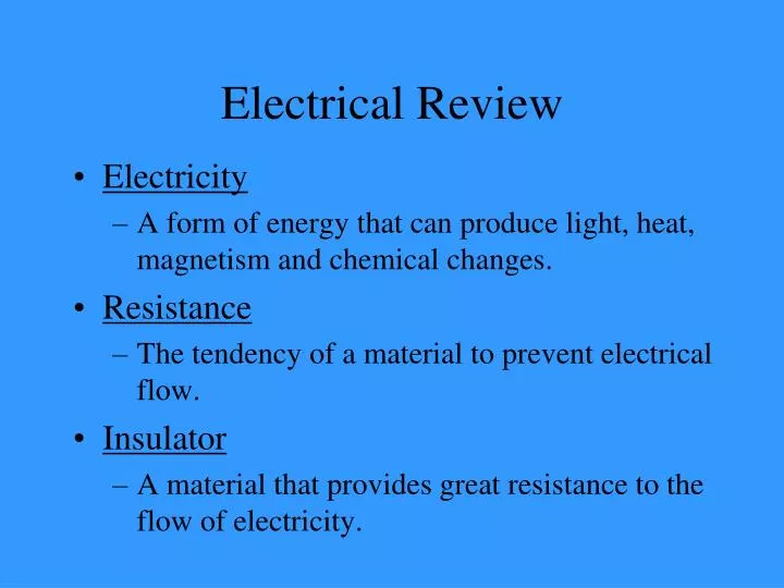 PPT Electrical Review PowerPoint Presentation, free download ID6310867