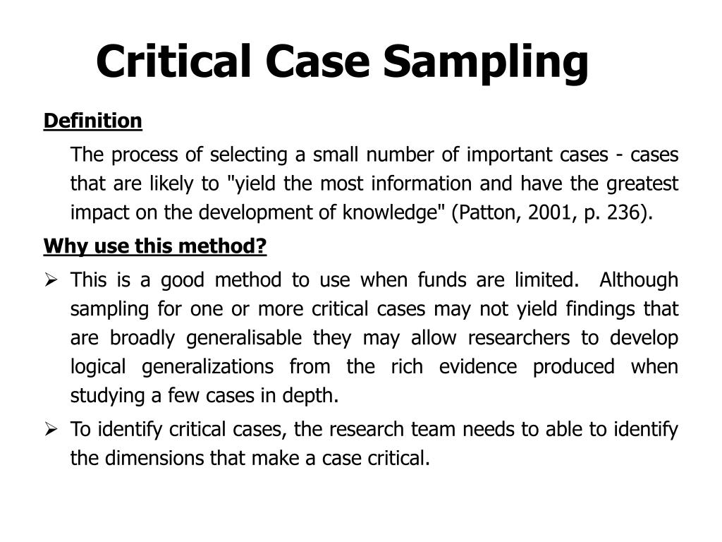 case study and sampling