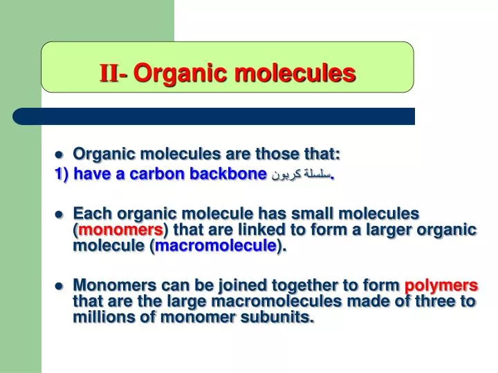 ii organic molecules n.