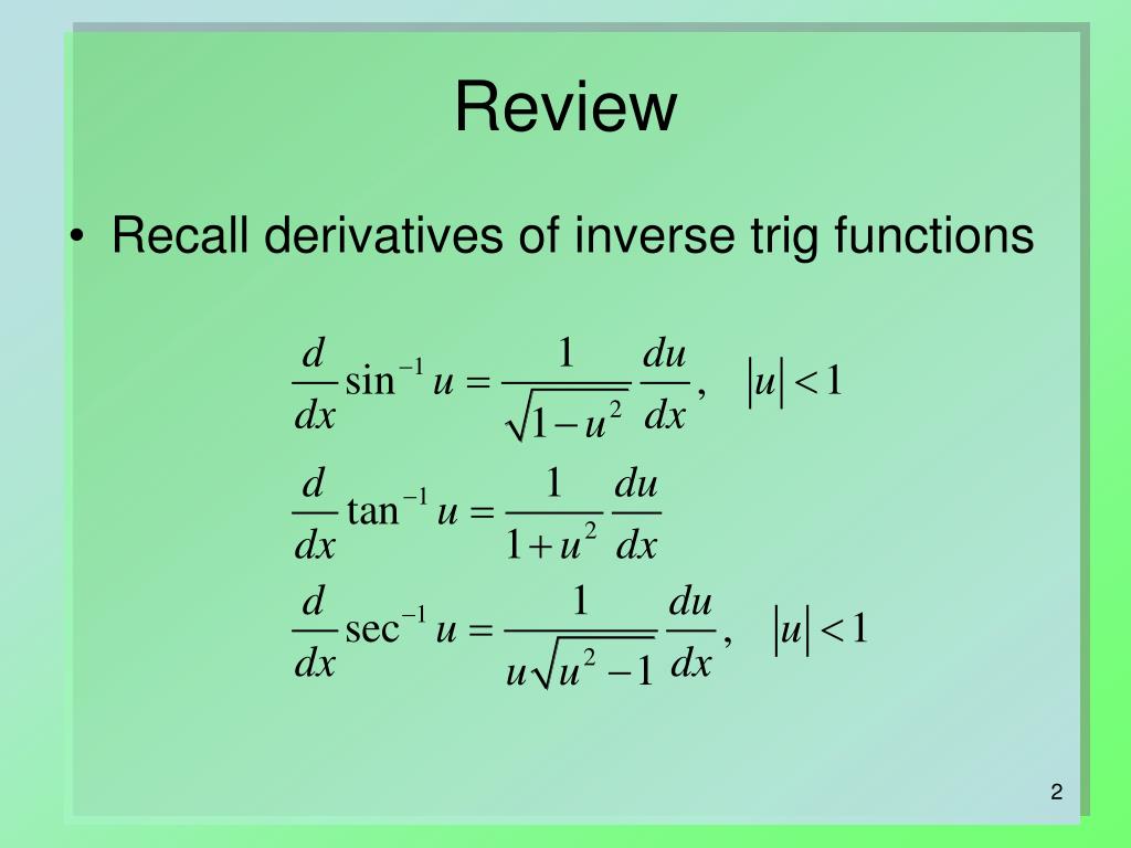 PPT - Integrals Related to Inverse Trig, Inverse Hyperbolic Functions ...